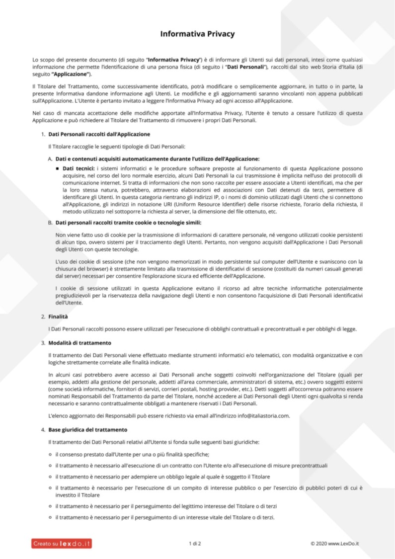 Italian Privacy Code Privacy – Storia d'Italia